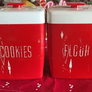Red Cookie and Flour Canisters